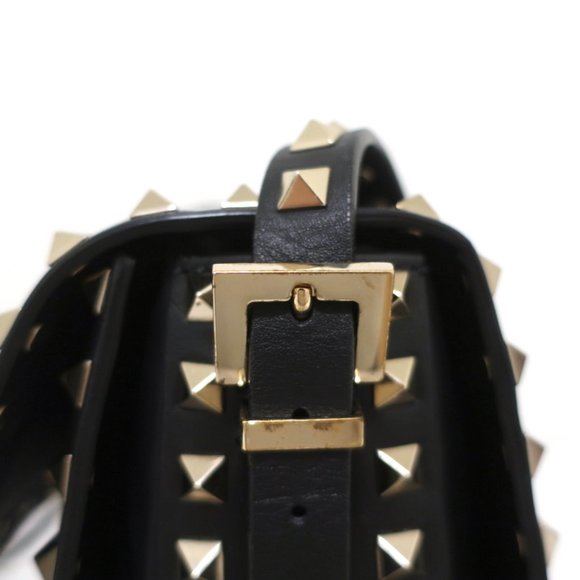 VALENTINO ROCKSTUD FLAP SHOULDER BAG BLACK LEATHER - Picture 9 of 12